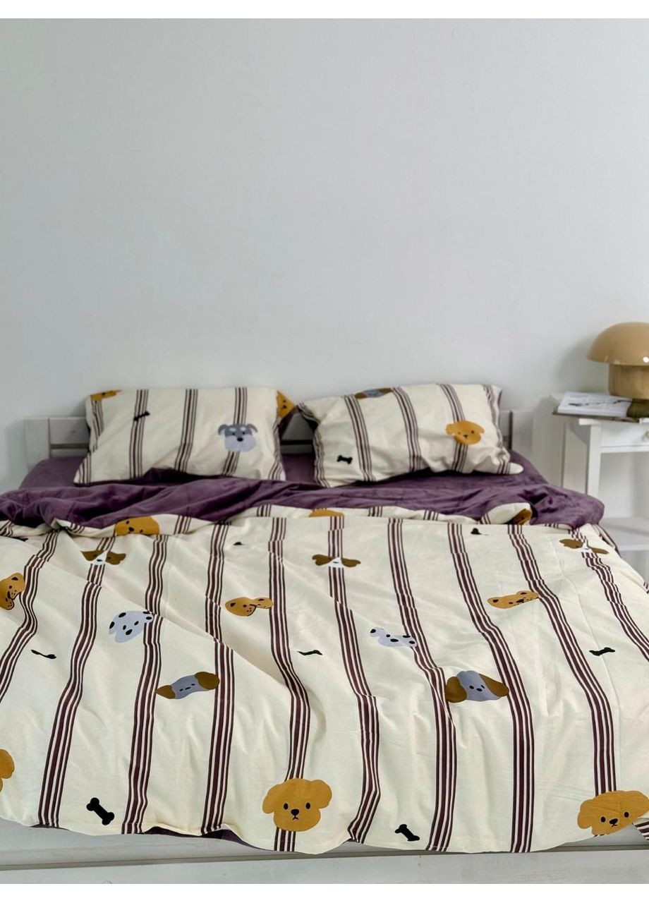 Постільна білизна з резинкою Ліра, сатин з плюшем Двухспальний розмір, наволочки 50/70 No Brand (364219757)