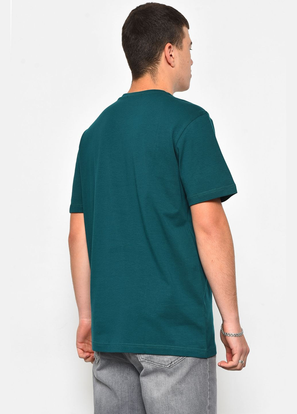 Смарагдова футболка чоловіча напівбатальна смарагдового кольору Let's Shop