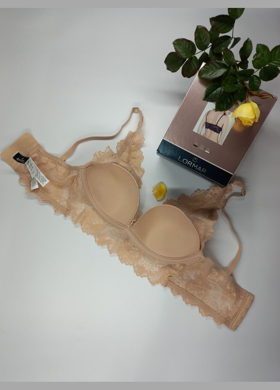 Бежевий бралетт бралет бежевий мереживний з пуш-ап розмір 70в gem Lormar поліестер