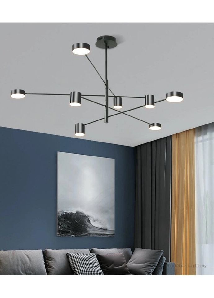 Люстра світлодіодна стельова LED світильник для квартири на стелю ледве 26862 Чорний 40-90х102х102 см. Sunnysky (335975659)