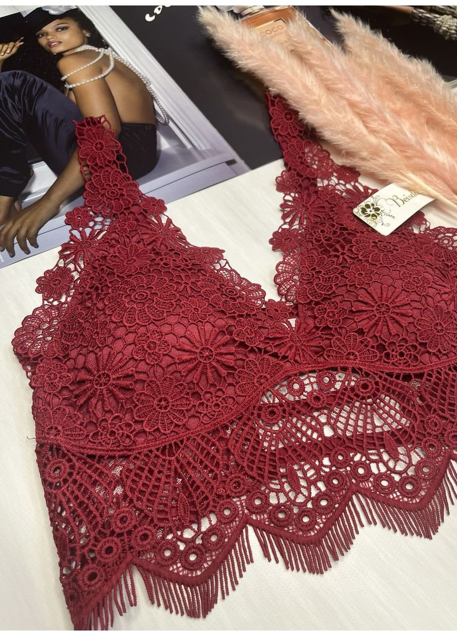 Красный топ топ кружевной Beisdanna без косточек полиамид, эластан