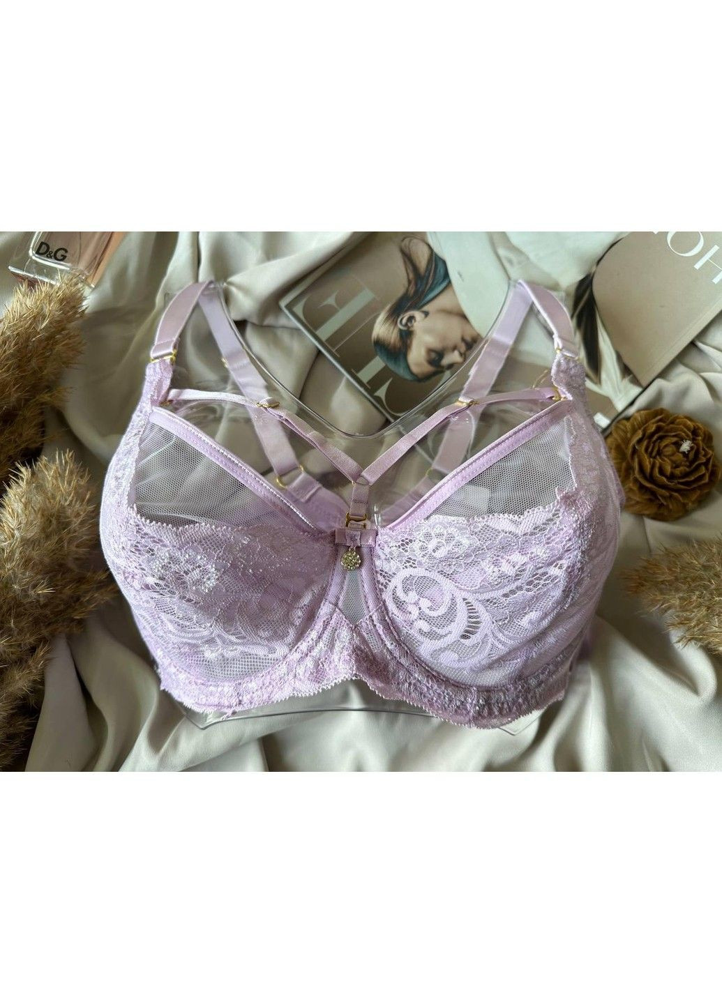 Сиреневый сиреневый бюстгальтер с портупеей без поролона Lanny Mode