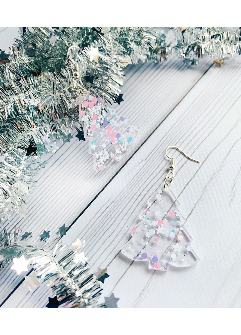 Серьги Ёлочка с бело-розовыми блёстками CASE CONTROL (360710574)