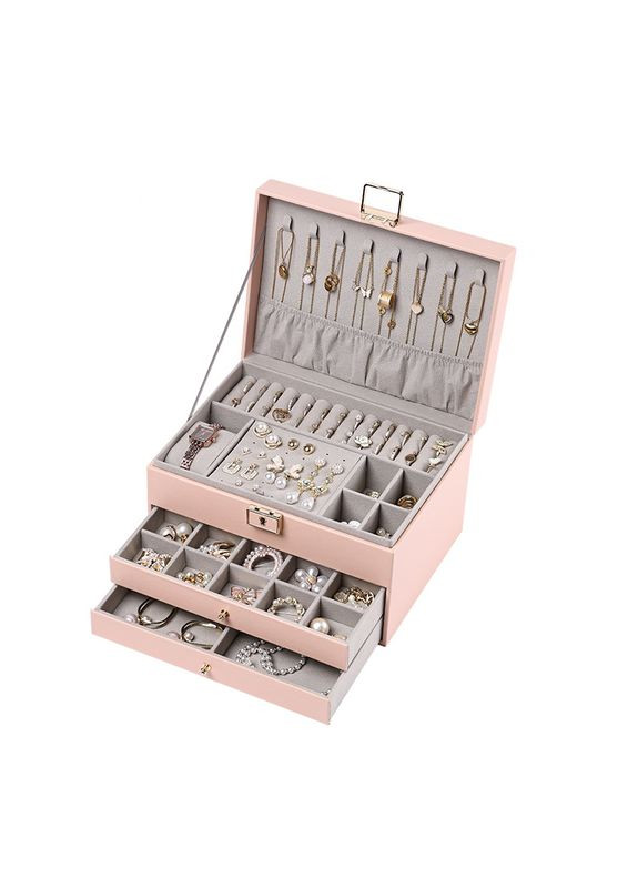 Скринька SP-01265 для прикрас та ювелірних виробів трирівнева на замку з ключем 23*17*13,5 см Casegrace (362455919)