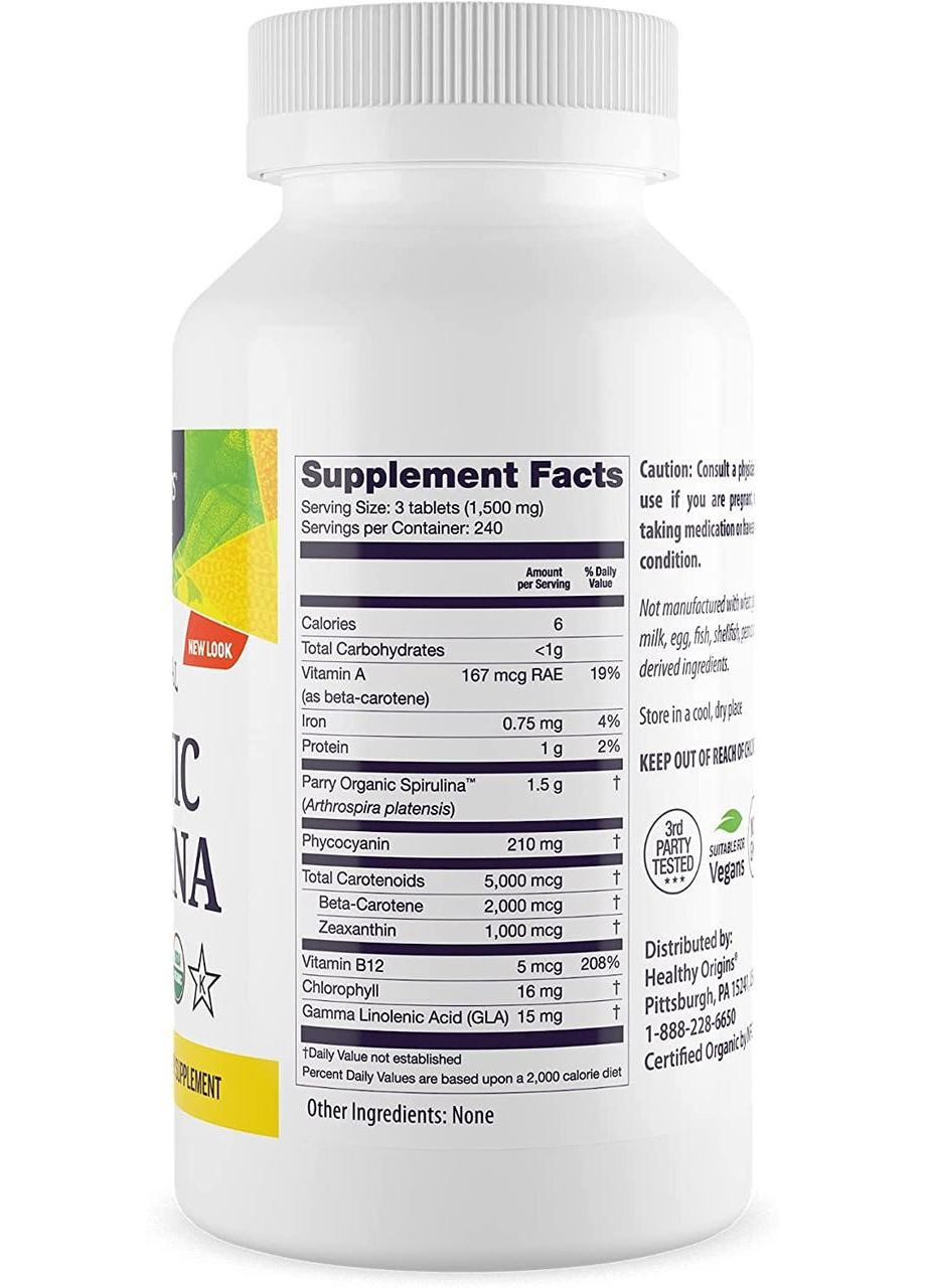 Спирулина Spirulina 720 таб Healthy Origins (359473665)