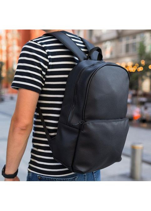 Чорний рюкзак з PU-шкіри з м'якою спинкою - стильний і зручний No Brand (365592430)