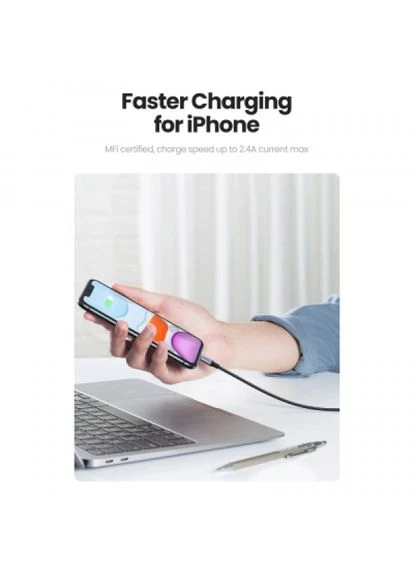 Дата кабель (US199/60156) Ugreen USB 2.0 AM to Lightning 1.0m US199 MFI Black (268145351)