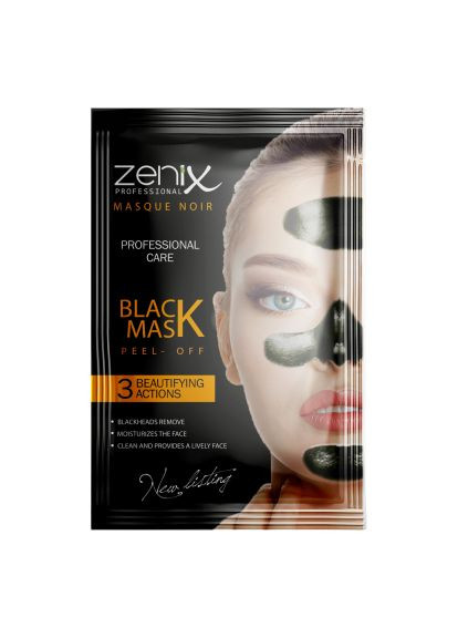 Черная очищающая маска-пленка для лица с углем, 15 г Zenix (280930633)