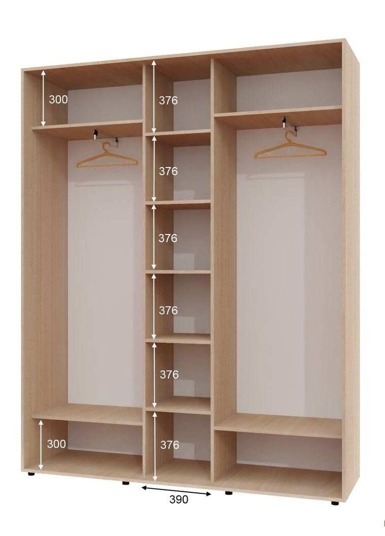 Шафа-купе тридверна 200*45*230 см Дуб молочний 3 двері Дзеркало ШК-04 Алекса (360436710)