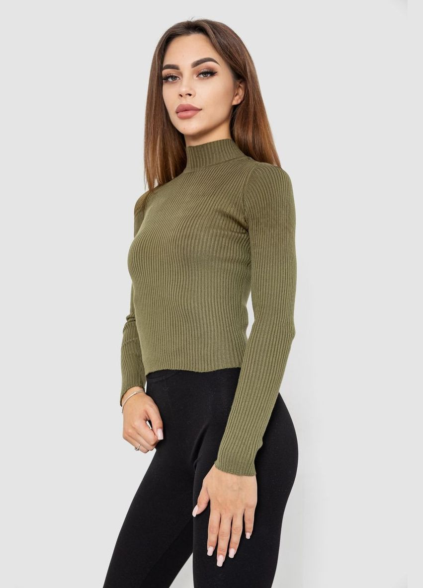Оливковий (хакі) водолазка жіноча в рубчик, колір світло-сірий, 214r91306 Ager