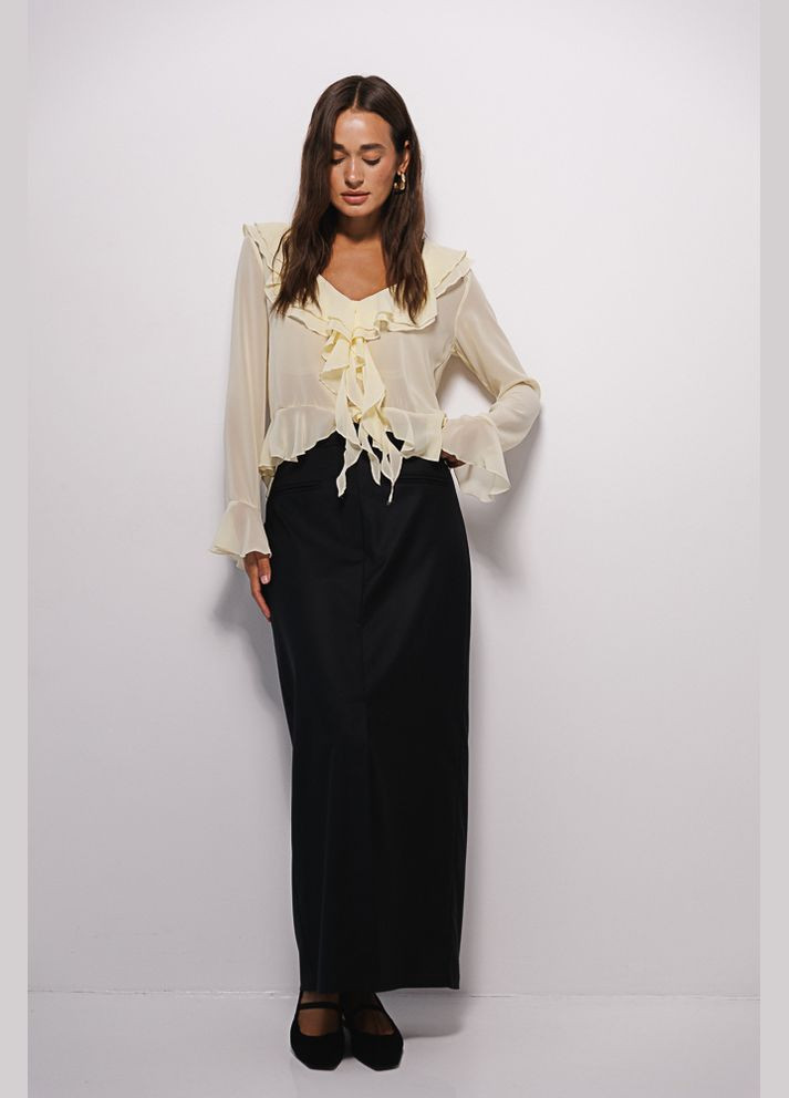 Довга спідниця у діловому стилі чорна зі шліцею спереду Arjen (302333988)