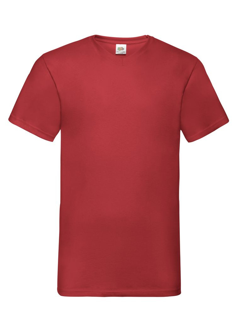 Червона футболка чоловіча valueweight v-neck (061066036m) з коротким рукавом Fruit of the Loom