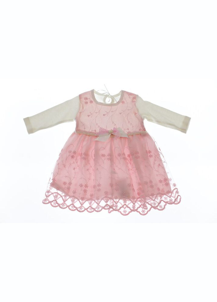 Рожева сукня з довгим рукавом з бантом трикотажна рожева 80 см (36512) BABYKROHA (323469897)