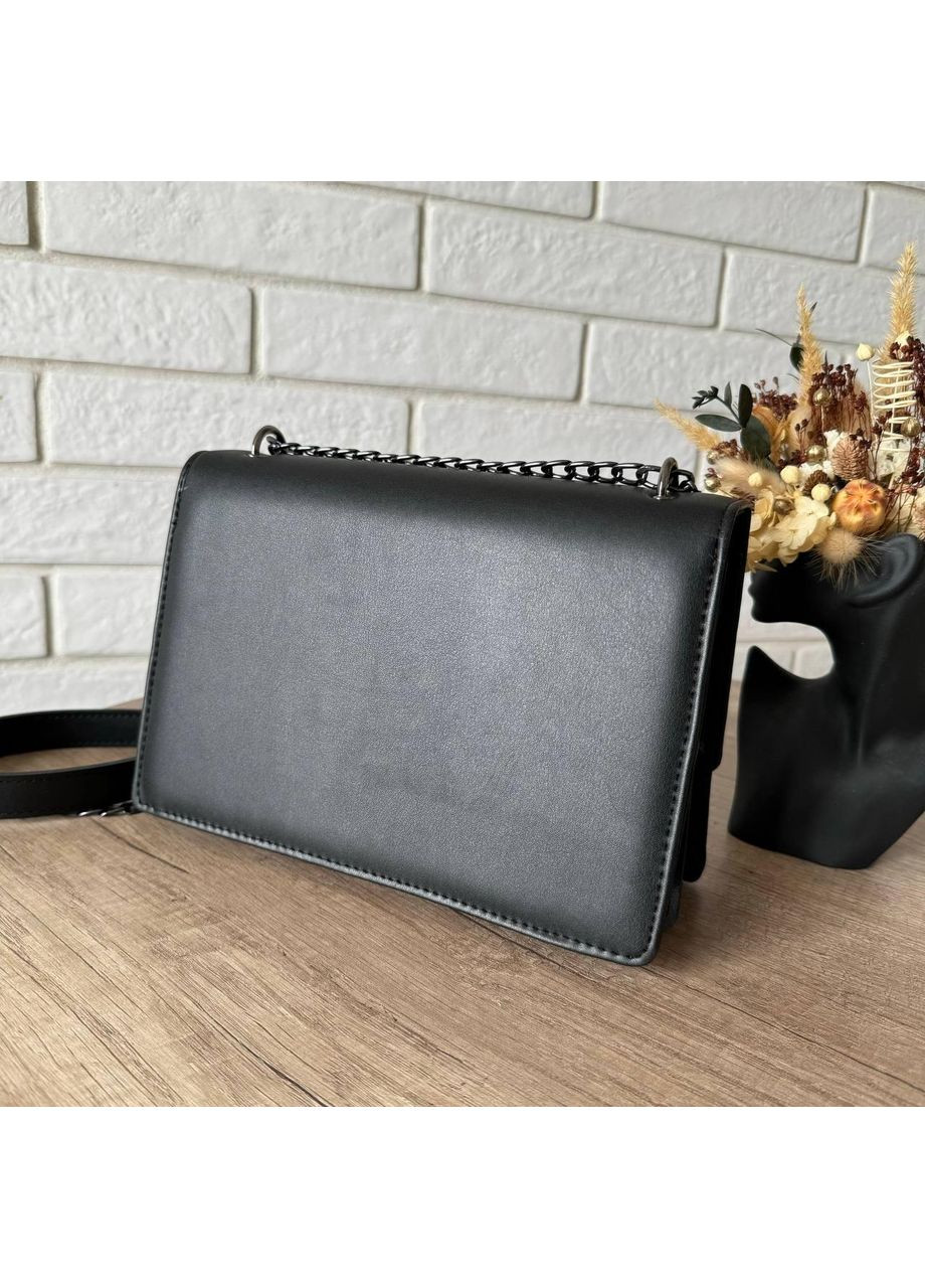 Жіноча міні сумка на плече із екошкіри на ланцюжку чорна ProDobro (367602368)