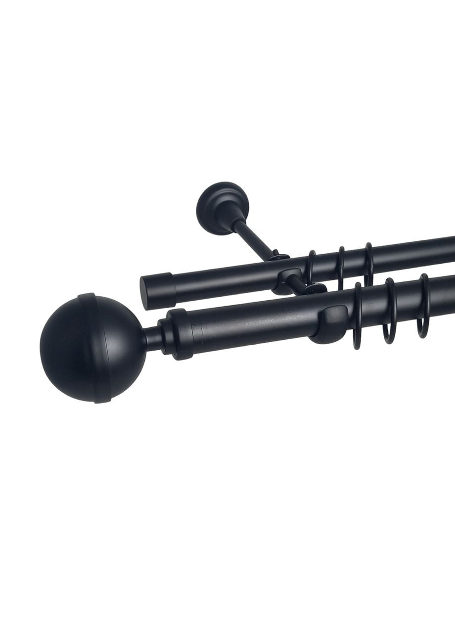 Карниз для штор Савона металевий дворядний гладка труба кільце металеве Чорний 19\19 мм 300 см ORVIT (299335208)