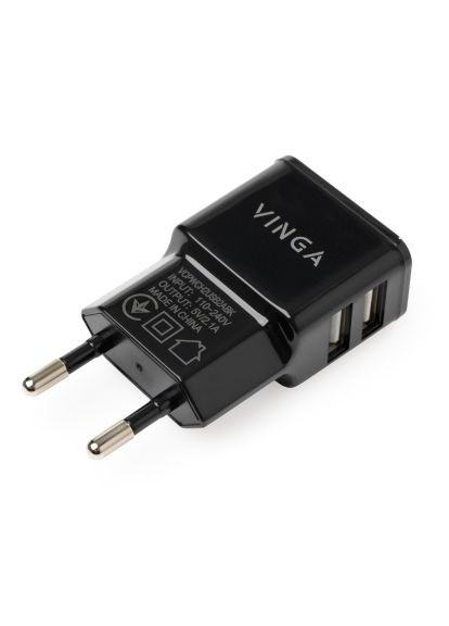 Зарядное устройство (VCPWCH2USB2ABK) Vinga 2 Port USB Wall Charger 2.1A (369879685)