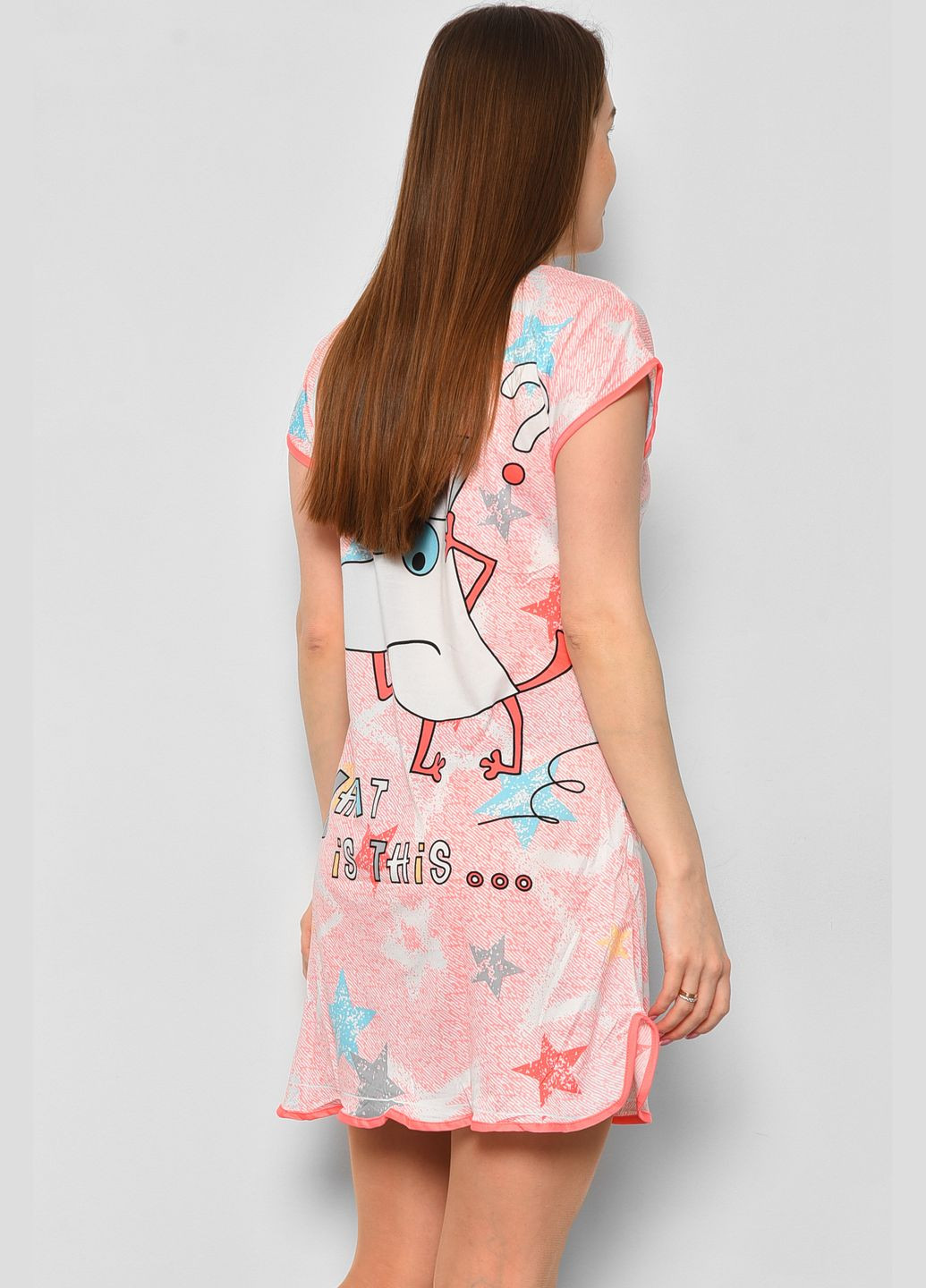 Ночная рубашка женская розового цвета с рисунком Let's Shop (290839459)