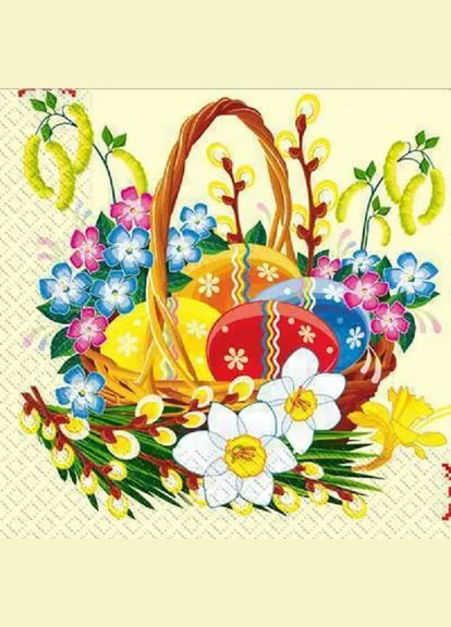 Серветки паперові пасхальні "Пасхальний кошик" 18 шт Марго (330027892)