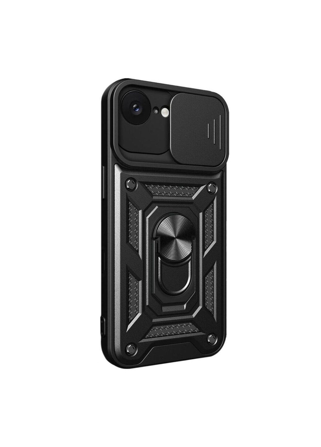 Чехол Shockproof для Apple iPhone 16e - противоударный, с подставкой и шторкой для камеры - Black Primo (369608620)