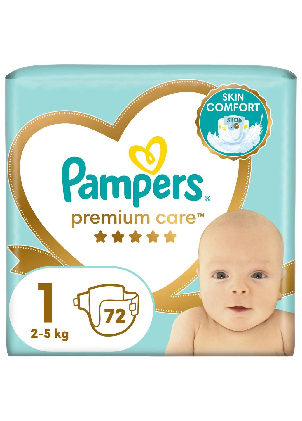 Подгузники на липучках Premium Care 1 (2-5 кг), 72 шт. Pampers (327223504)