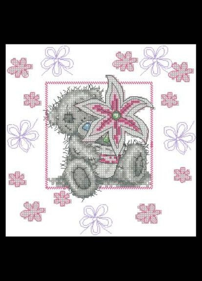 Набор для вышивки крестиком. Размер: 14*14 см Мишка с лилией Лоскуток (315362469)