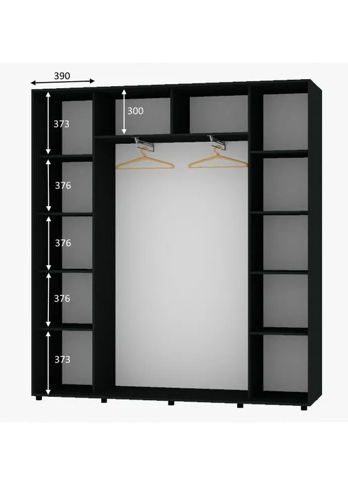Шафа-купе тридверна Алекса ШК-05 Дзеркало 190*45*190 см Антрацит Алекса (383762340)