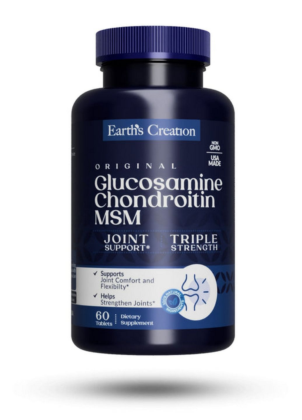 Препарат для суглобів та зв'язок Glucosamine Chondroitin MSM, 60 таблеток Earth's Creation (293340199)