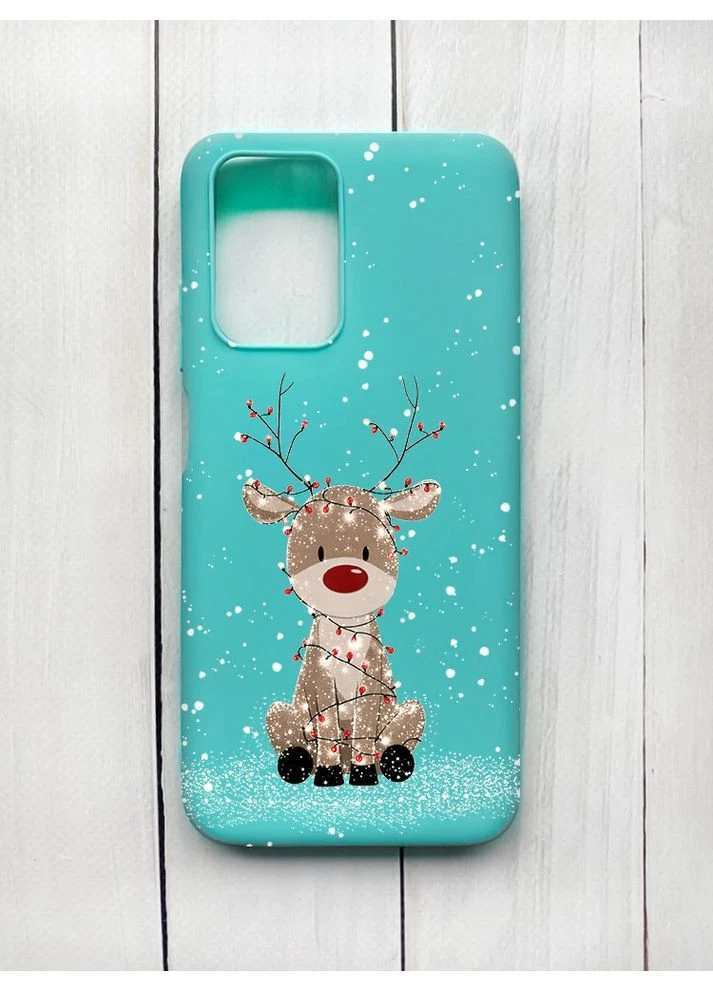 Матовий бірюзовий чохол на Xiaomi Redmi 10 Олень Новий рік (принт 429) Creative (403244742)