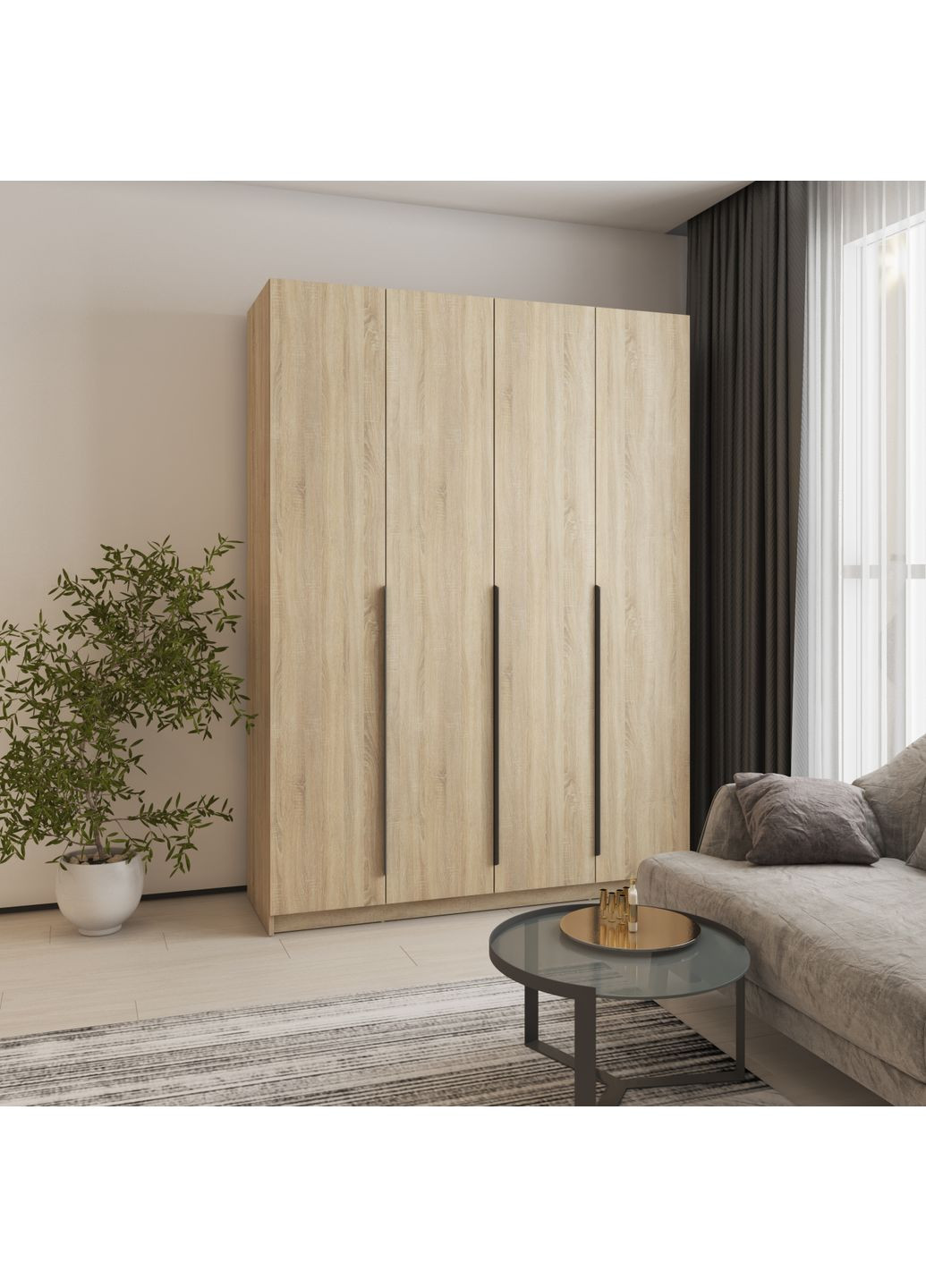 Шкаф 4-дверный Оскар ДСП BG, блок ящиков 160x52x220 см (MBS-4687) MebelStar (366427317)