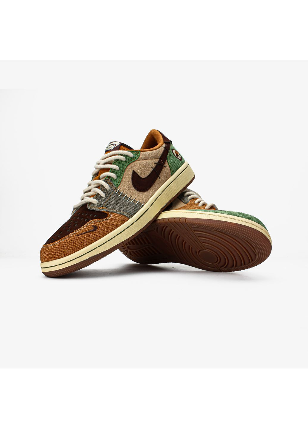 Коричневі Осінні кросівки чоловічі і жіночі Nike Air Jordan Retro 1 Low OG Zion Williamson Voodoo | Найк Аір Джордан Ретро 1