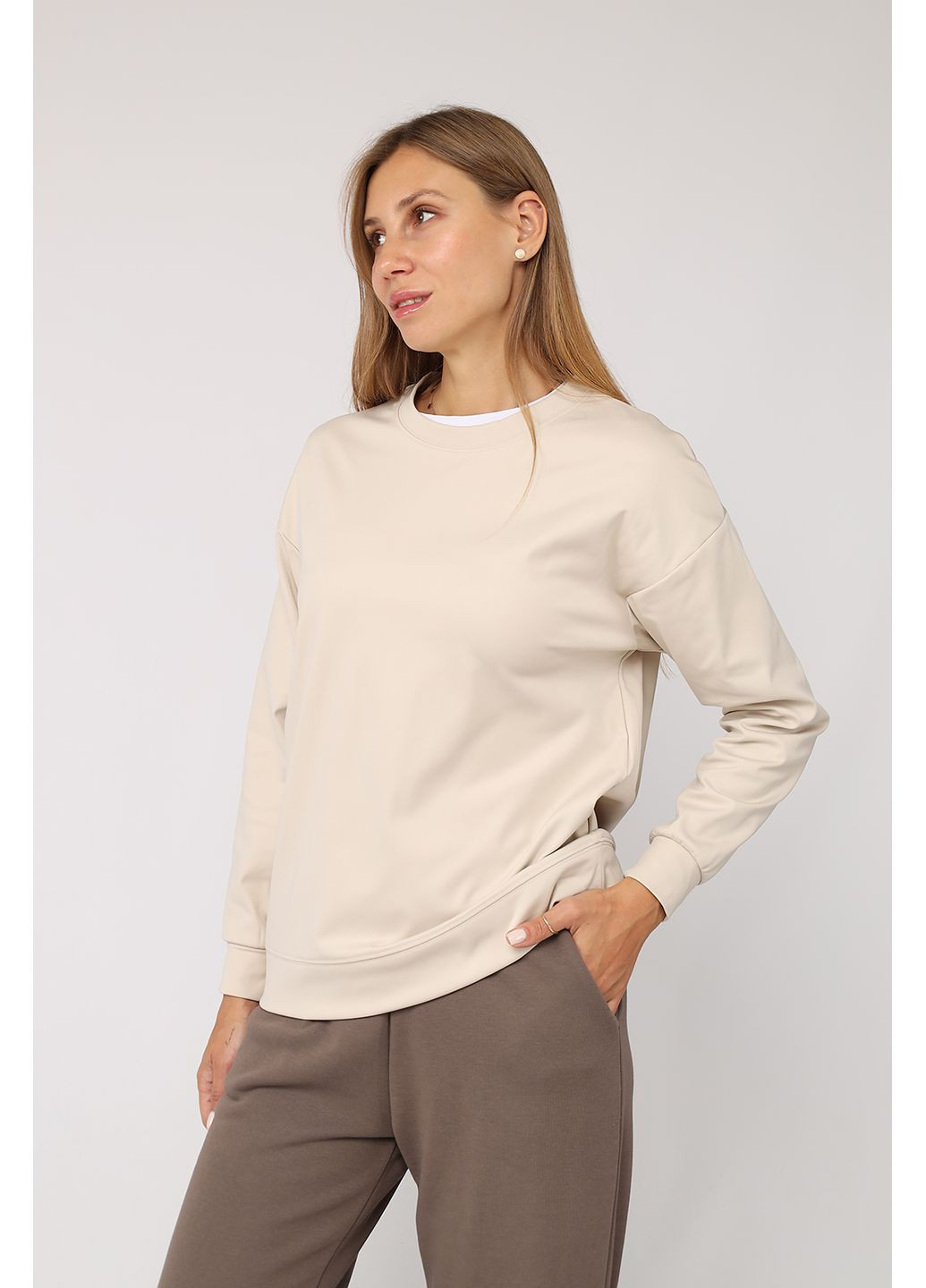 Бежевый свитшот женский цвет бежевый цб-00283749 Yuki (361305117)