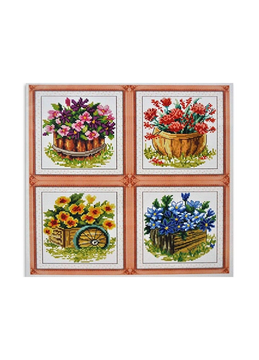 Набір для вишивання хрестиком Чотири пори року Квадриптих Чотири букети 4 штук (20х21) канва №11 197475 No Brand (333165997)