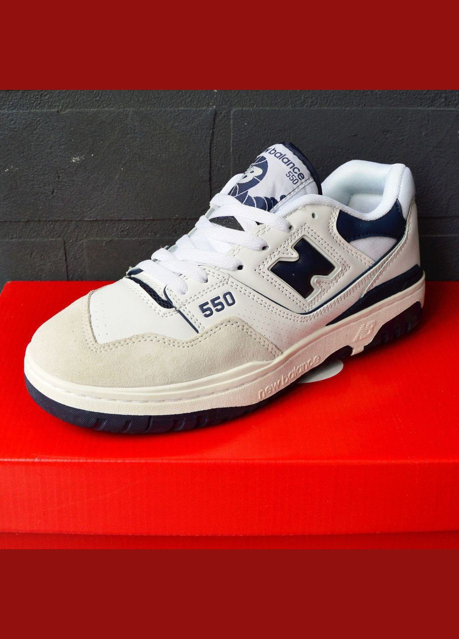 Белые демисезонные мужские кроссовки кеды белые с синим кожаные с замшей весенние осенние стильные топ качество No Brand кросівки