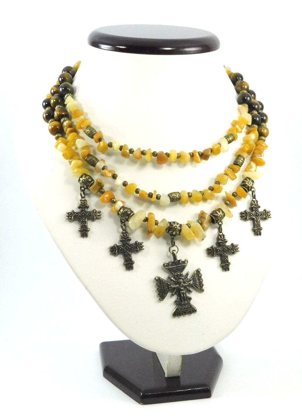 Намисто "Фрея" Бурштин, Тигрове око Fursa fashion (362138739)