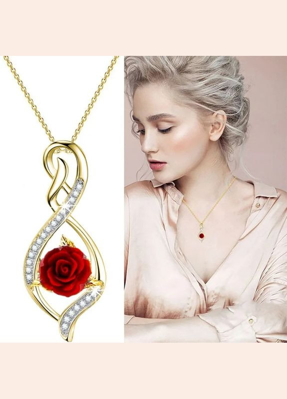 Цепочка с кулоном женская знак бесконечность и на нем роза серебристый Liresmina Jewelry (290664049)