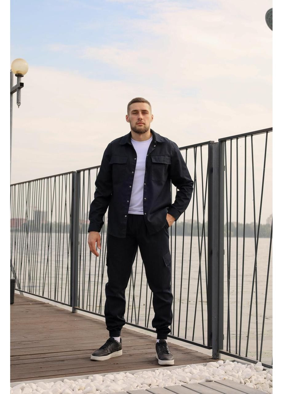 Темно-синяя повседневный, кэжуал рубашка однотонная Intruder