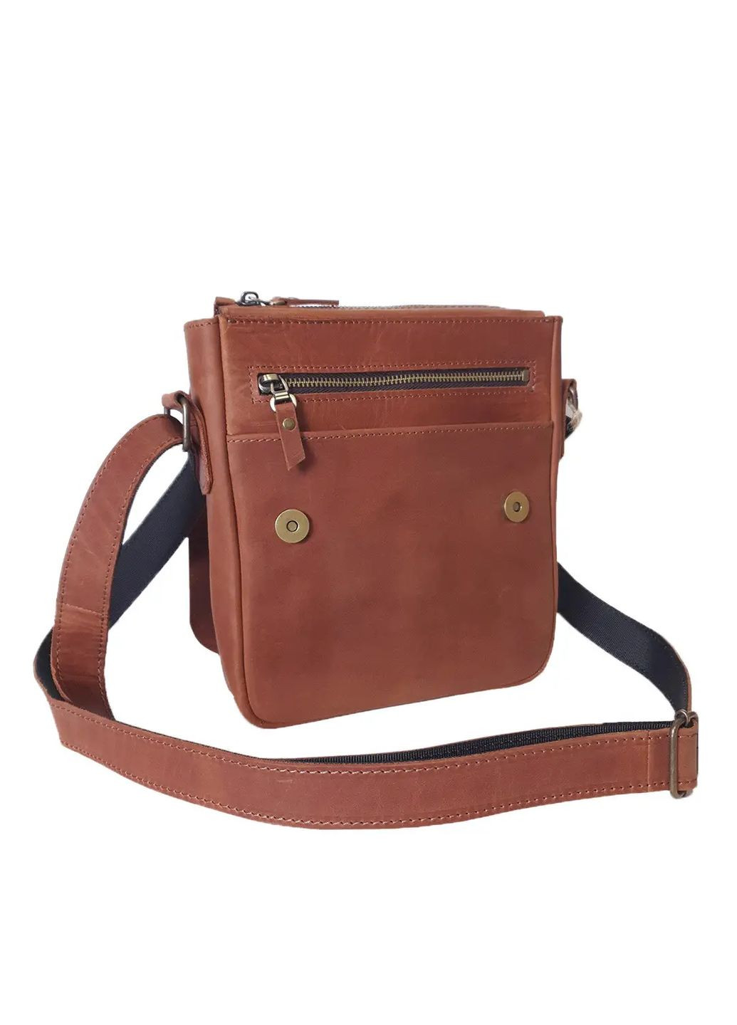 Мужская кожаная сумка через плечо планшет из натуральной кожи с клапаном светло-коричневая 23×20×5 см GS (329148363)