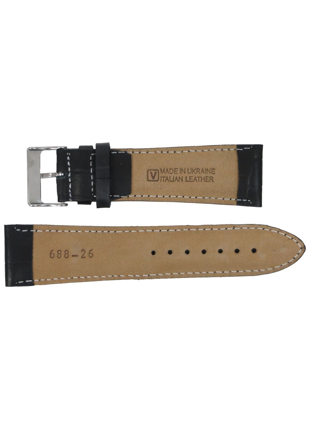 Широкий ремешок для часов из кожи Ш26 мм черный Mykhail Ikhtyar (360893471)