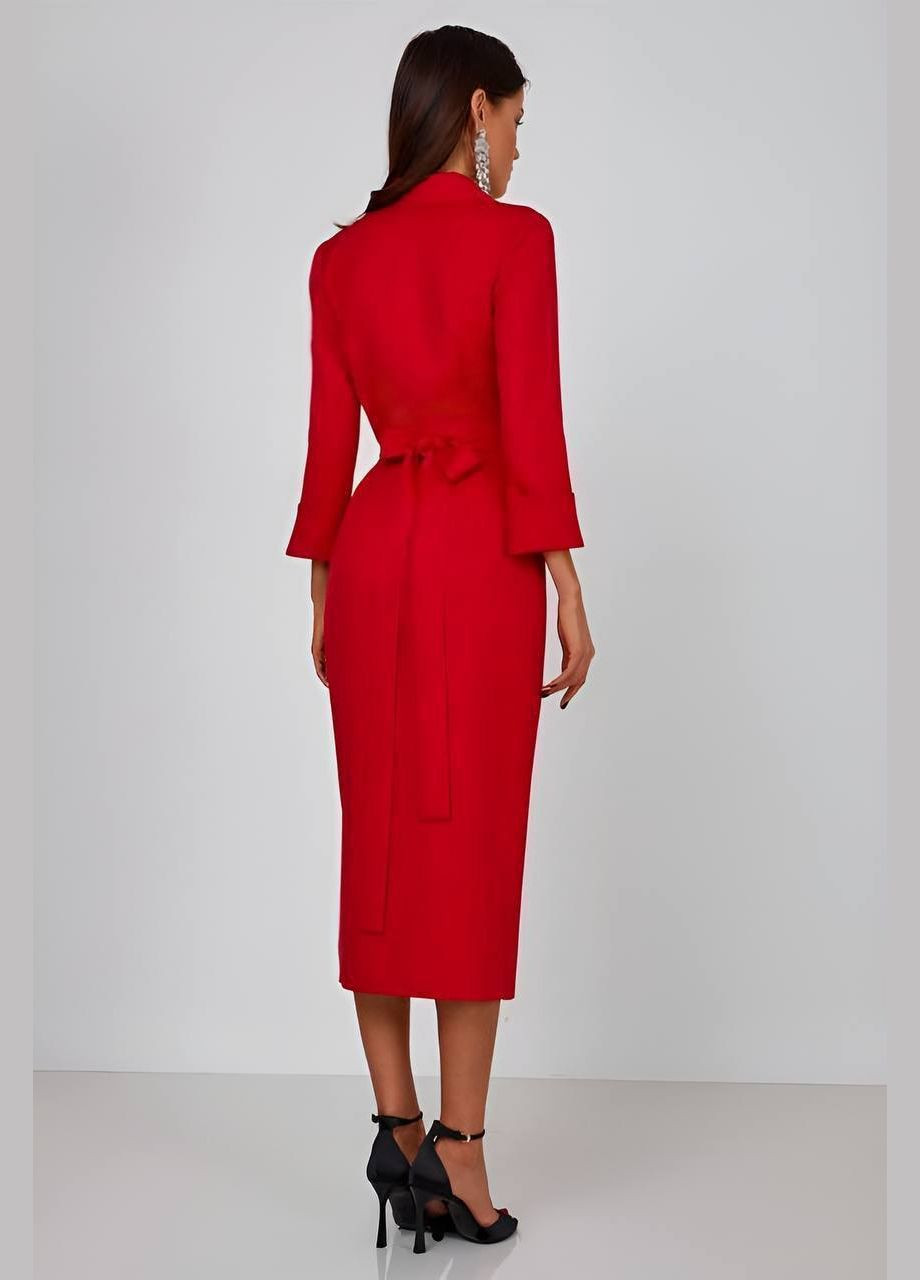 Червона вечірня сукня-футляр довжини міді футляр MonCher