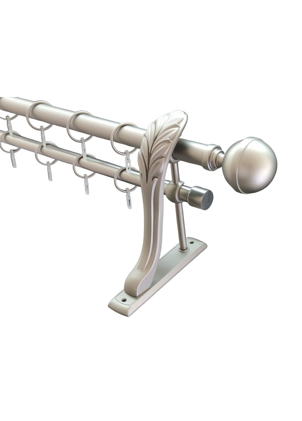 Карниз для штор Калісто металевий дворядний ретро гладка труба кільце металеве Сірий 25\19 мм 240см ORVIT (299335357)