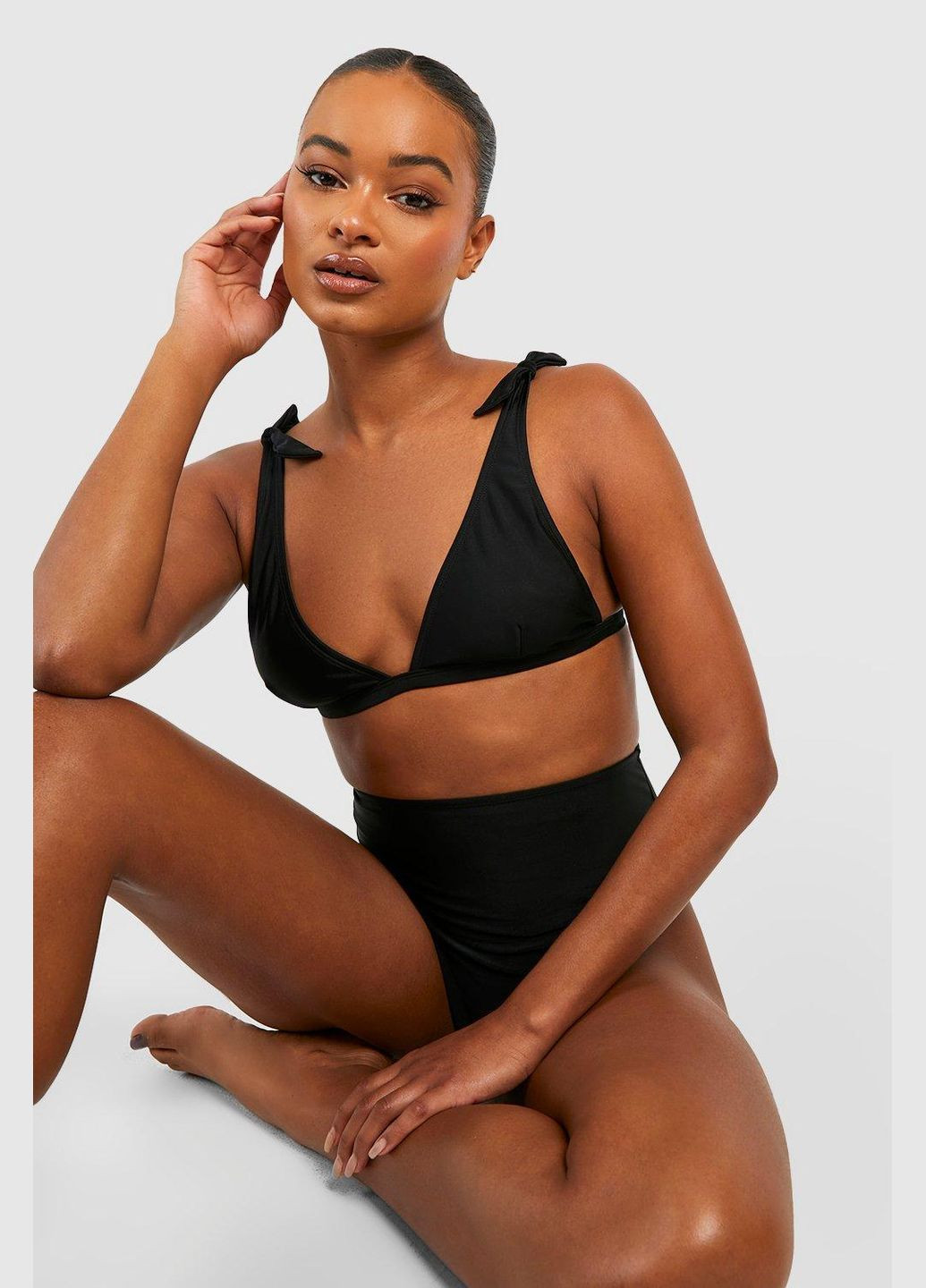 Чорний літній купальник (ліф та трусики) роздільний Boohoo