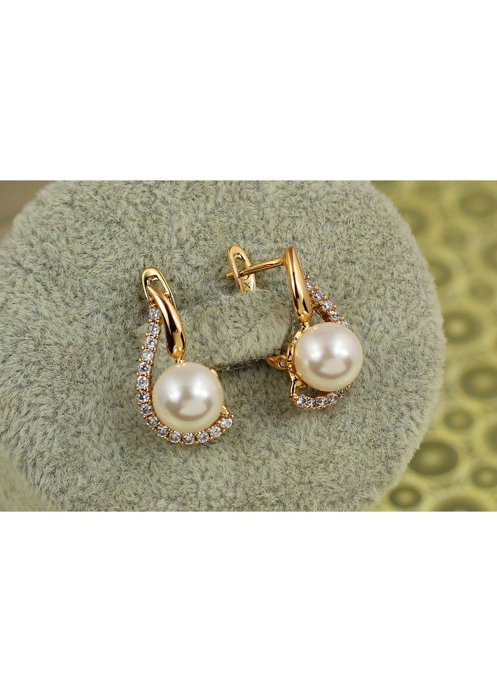 Сережки бурулька з перлиною 1,5 см золотисті love-shopping Xuping Jewelry (354657742)