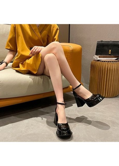 No Brand Женские нарядные туфли братц на квадратном каблуке черные лаковые DB20119 черный з, — (352767528)