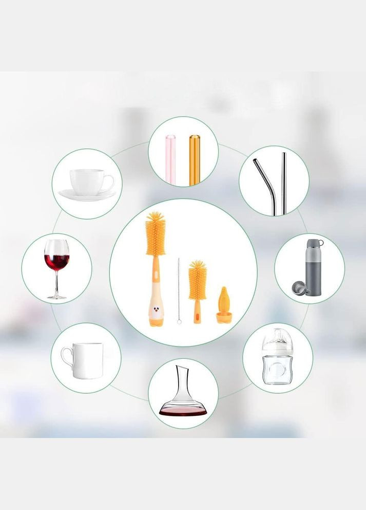 Набор щеточек для бутылочек 3 в 1 желтого цвета (TA0075) No Brand (327416684)