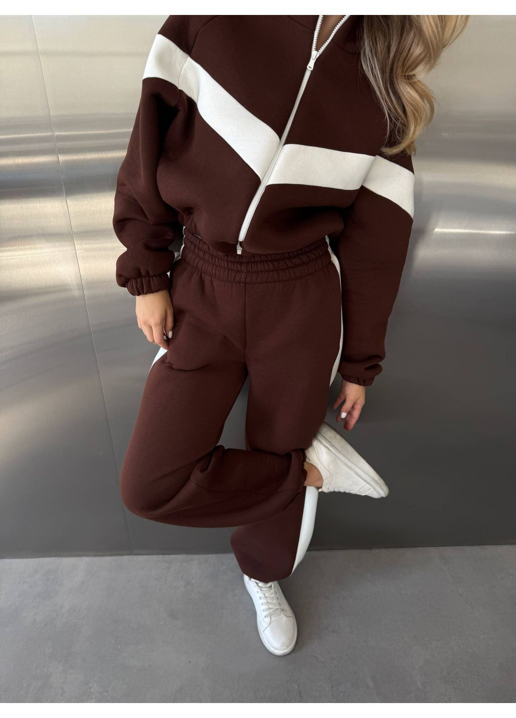 Спортивний костюм з вставками трьохнитка П'єньє No Brand Р4942-347/2 (365815458)