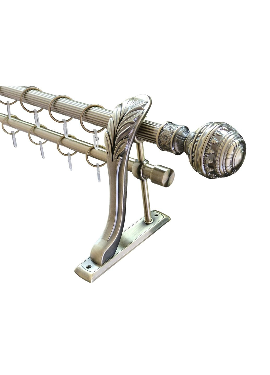 Карниз для штор Гоа металевий дворядний ретро рифлена труба кільце металеве Антик 25\19 мм 300см ORVIT (299334782)