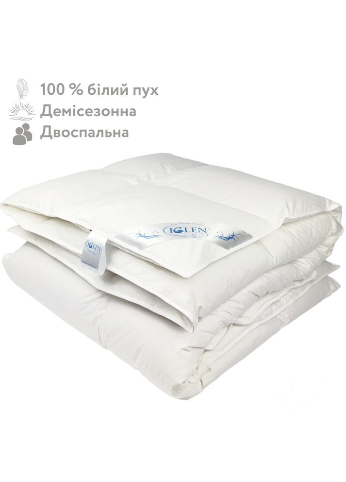 Демисезонное одеяло со 100% белым гусиным пухом двуспальное ROSTER 160х215 (16021511W) Iglen (282313215)