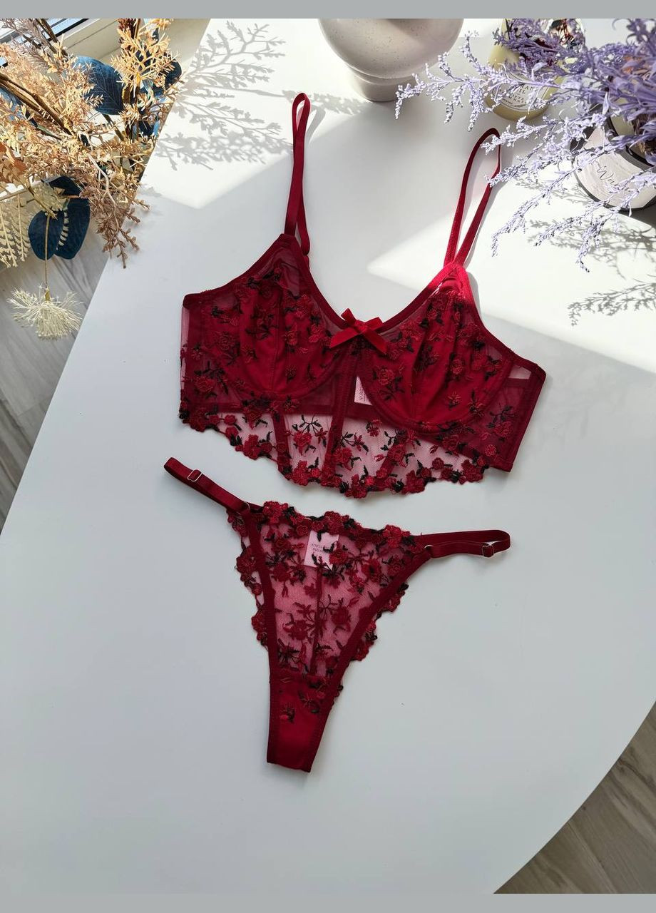 Бордовый комплект женского белья Simply sexy