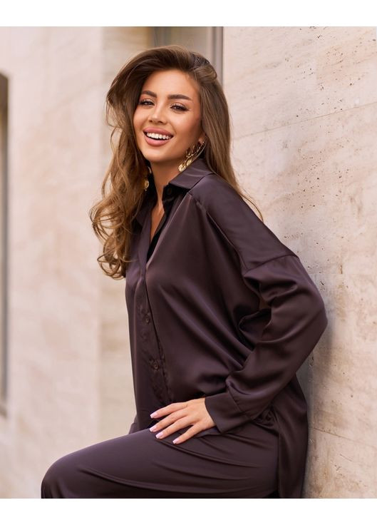 Шовковий костюм у піжамному стилі ISSA PLUS (355802460)