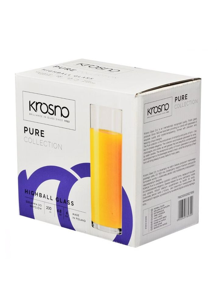 Набір високих склянок BALANCE 200мл х 6шт. (KROS-789309) Krosno (317352127)